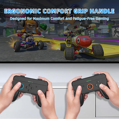 9-in-1 Gaming Kit for Switch 2 Accessories - Grip + Charging Dock + Steering Wheel + Travel Bag + Game Card Slot+Bracket + tempered film, Protective Console Cover