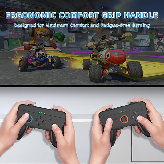 9-in-1 Gaming Kit for Switch 2 Accessories - Grip + Charging Dock + Steering Wheel + Travel Bag + Game Card Slot+Bracket + tempered film, Protective Console Cover