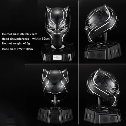 Black Panther Wearable Helmet & Display Set – 1:1 Scale, Includes Bluetooth Speaker Base with Touch-Controlled Eyes