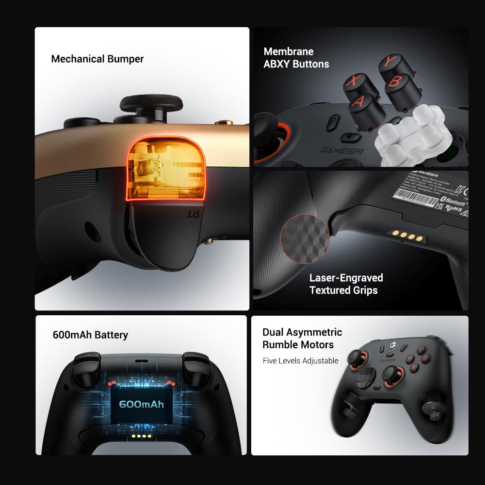 GameSir Nova 2 Lite Wireless PC Controller with Hall Effect Joysticks & Triggers, 2.4G & Wired 1000Hz Polling Rate, Remappable Buttons - Compatible with PC/Switch/Steam/Android