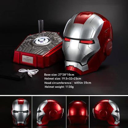 Interactive Iron Man MK5 Helmet – 1:1 Bluetooth Speaker with Flip-Down Faceplate, RGB Ear Lights & Voice/Touch/Remote Control