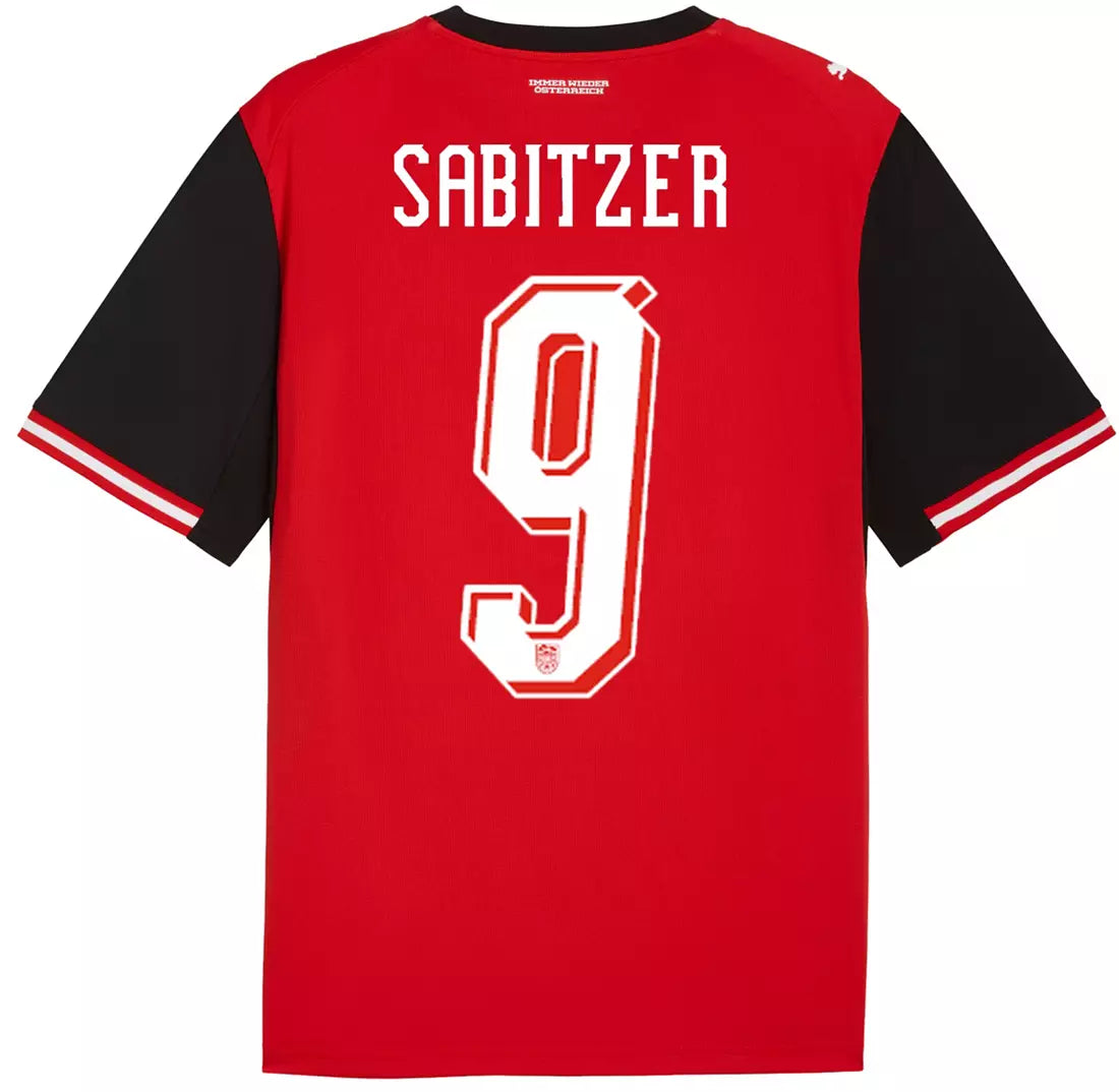 2026 World Cup Sabitzer Austria Soccer Jersey Player Version  Match Version - No.9 Home Red and Away White