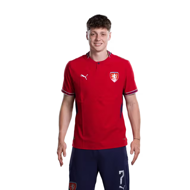 Czech Republic National Football Team 2026 World Cup Jersey (Player Version/Match Version) — Defenders: No. 5 Vladimír Coufal, No. 6 Štěpán Chaloupek, No. 7 Ladislav Krejčí./obránci: č. 5 Vladimír COUFAL, č. 6 Štěpán CHALOUPEK, č. 7 Ladislav KREJČÍ