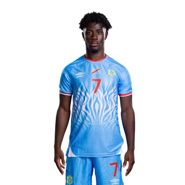 Congo DR National Football Team 2026 World Cup Jersey (Player Version/Match Version) — Midfielders: No.6 Ngalayel MUKAU, No.7 Ngalayel MUKAU, No.8 Samuel Moutoussamy / Milieu de terrain : N°6 Ngalayel MUKAU, N°7 Ngalayel MUKAU, N°8 Samuel Moutoussamy