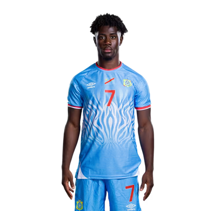 Congo DR National Football Team 2026 World Cup Jersey (Player Version/Match Version) — Midfielders: No.6 Ngalayel MUKAU, No.7 Ngalayel MUKAU, No.8 Samuel Moutoussamy / Milieu de terrain : N°6 Ngalayel MUKAU, N°7 Ngalayel MUKAU, N°8 Samuel Moutoussamy