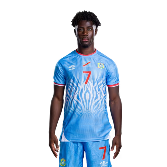 Congo DR National Football Team 2026 World Cup Jersey (Player Version/Match Version) — Midfielders: No.6 Ngalayel MUKAU, No.7 Ngalayel MUKAU, No.8 Samuel Moutoussamy / Milieu de terrain : N°6 Ngalayel MUKAU, N°7 Ngalayel MUKAU, N°8 Samuel Moutoussamy