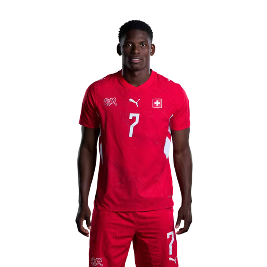Switzerland National Team 2026 Jersey (Player Version) — Forwards: No. 7 Breel Embolo, No. 11 Dan Ndoye, No. 16 Christian Fassnacht / Stürmer: Nr. 7 Breel Embolo, Nr. 11 Dan Ndoye, Nr. 16 Christian Fassnacht