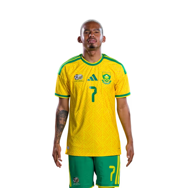 South Africa National Football Team 2026 World Cup Jersey (Player Version/Match Version) — Forwards: No.7 Oswin APPOLLIS, No.8 Tshepang MOREMI,No.9 Lyle FOSTER