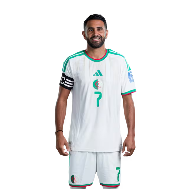 Algeria National Football Team 2026 World Cup Jersey (Player/Match Version) — Forwards: No. 7 Riyad Mahrez, No. 9 Amine Gouiri, No. 11 Anis Hadj Moussa/ المهاجمون: رقم 7 رياض محرز، رقم 9 أمين غويري، رقم 11 أنيس حاج موسى
