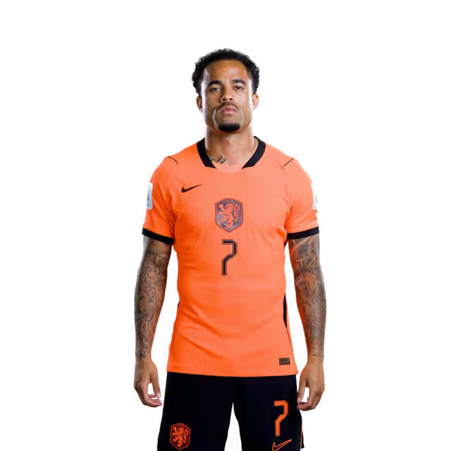 Netherlands National Team 2026 World Cup Jersey (Player Version/Match Version) — Midfielders: No. 3 Marten de Roon, No. 7 Justin Kluivert, No. 8 Ryan Gravenberch / Middenvelders: nr. 3 Marten DE ROON, nr. 7 Justin KLUIVERT, nr. 8 Ryan GRAVENBERCH