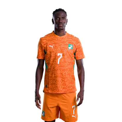 Côte d'Ivoire National Team 2026 World Cup Jersey (Player Version/Match Issue) — Defenders: No. 7 Odilon Kossounou, No. 3 Christopher Operi, No. 17 Guela Doué/ Défenseurs : n° 7 Odilon Kossounou, n° 3 Christopher Operari, n° 17 Guela Doue