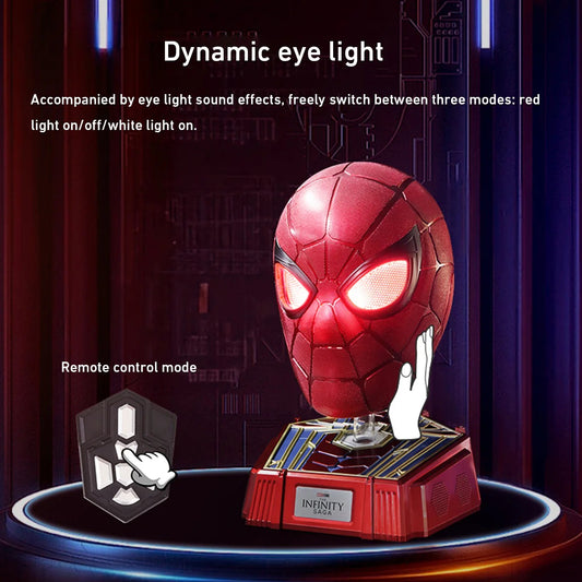 Hardcore Iron Spider-Man 1:1 Collectible Helmet with Built-in Bluetooth Speaker | Realistic Blinking Eyes & Touch/Remote Control