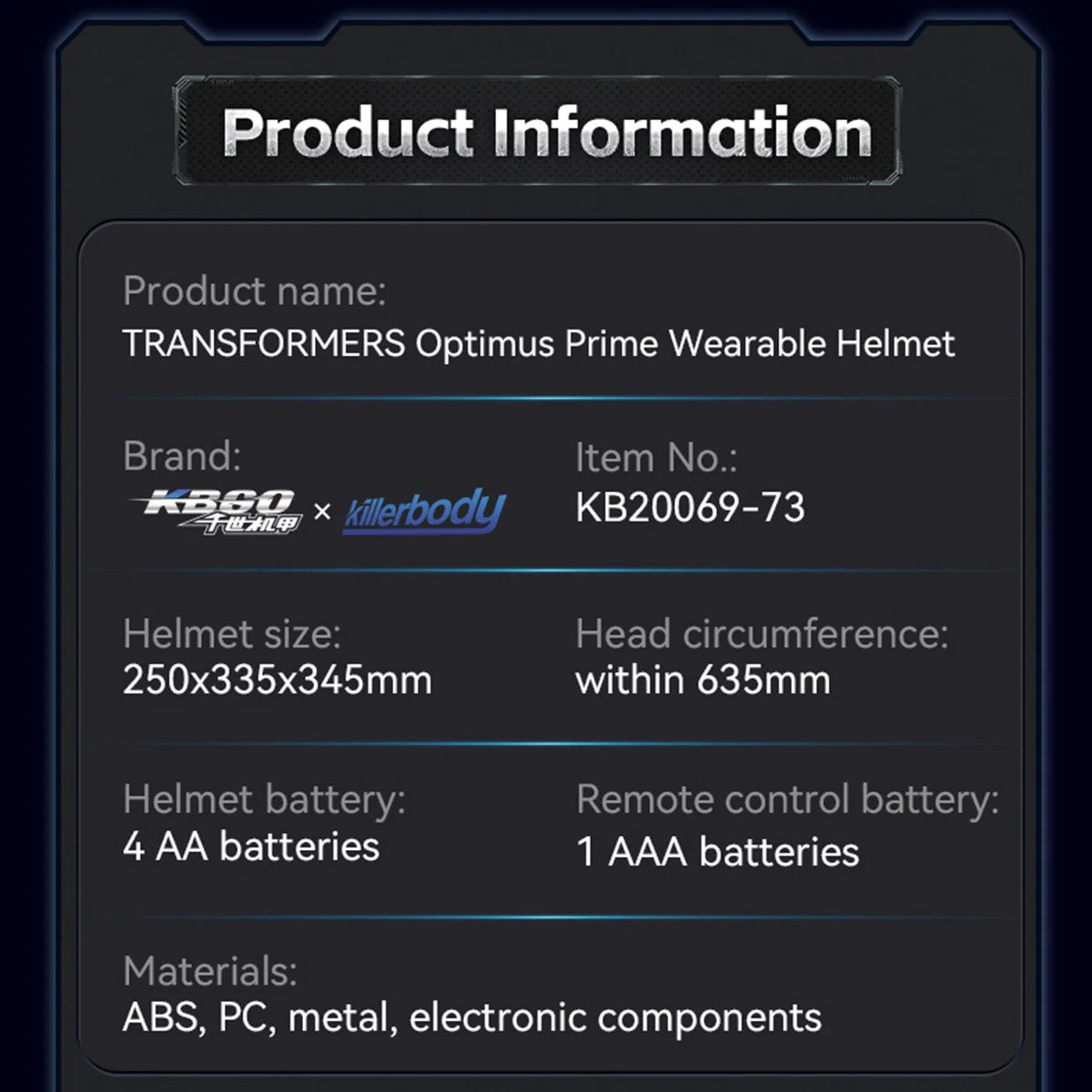 Transformers Optimus Prime Wearable Helmet with Voice Changer & Mechanical Moving Cheek Guards