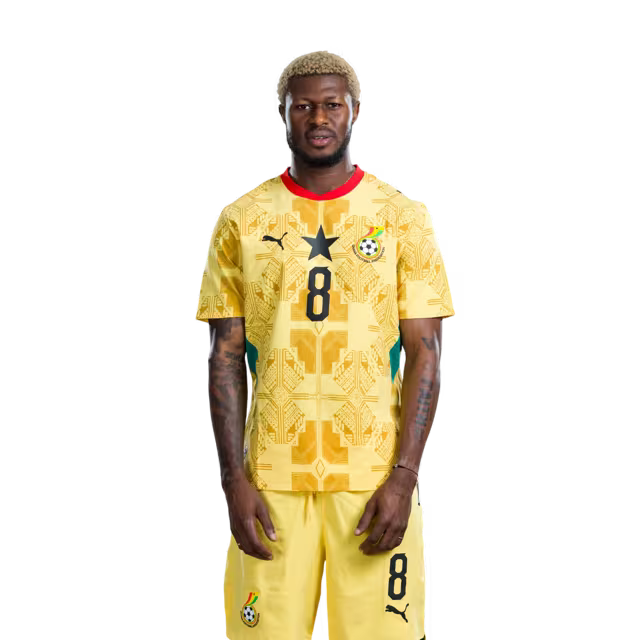 Ghana National Football Team 2026 World Cup Jersey (Player Version/Match Version) — Midfielders: No.3 Caleb YIRENKYI, No.5 Thomas PARTEY,No.8 Kwasi SIBO