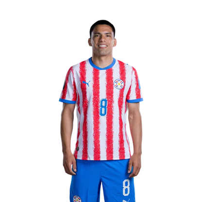 Paraguay National Football Team 2026 World Cup Jerseys (Player/Match Version) — Midfielders: No. 7 Ramón Sosa, No. 8 Diego Gómez, No. 10 Miguel Almirón / Mediocampista: No 7 Ramón SOSA, No 8 Diego GOMEZ,No. 10 Miguel ALMIRON rehegua