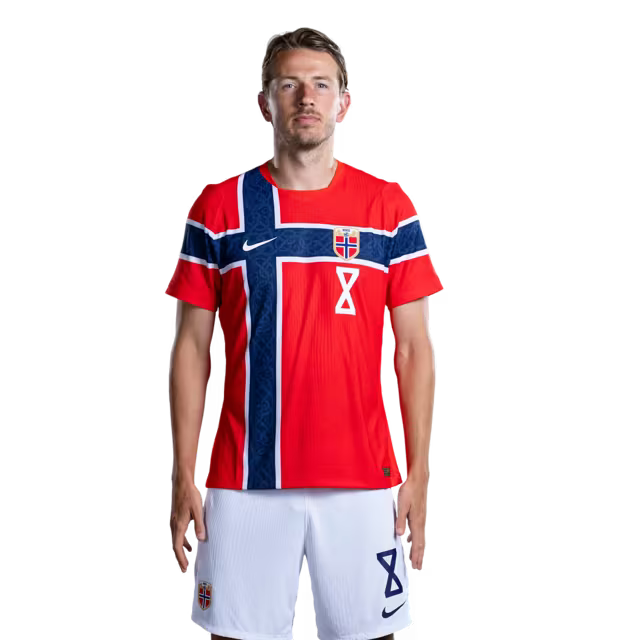 Norway National Football Team 2026 World Cup Jersey (Player Version/Match Version) — Midfielders: No. 2 Morten Thorsby, No. 6 Patrick Berg, No. 8 Sander Berge / Midtbanespillere: Nr. 2 Morten Thorsby, Nr. 6 Patrick BERG, Nr. 8 Sander BERGE