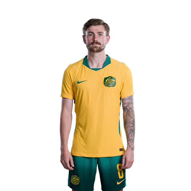 Australia National Soccer Team 2026 FIFA World Cup Jerseys (Player Version and Match Version) – Midfielders: #8 Connor METCALFE,#13 Aiden ONEILL, #14 Cameron DEVLIN