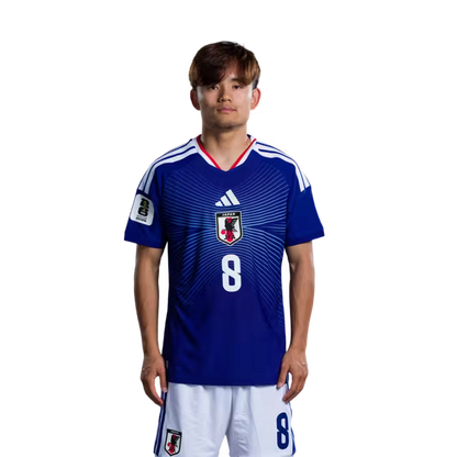 Japan National Football Team 2026 World Cup Jersey (Player Version/Match Kit) — Midfielders (MF): No. 7 Ao Tanaka, No. 8 Takefusa Kubo, No. 10 Ritsu Doan/サッカー日本代表 2026年ワールドカップ用ユニフォーム（選手仕様／マッチモデル） — MF：No.7 田中 碧、No.8 久保 建英、No.10 堂安 律