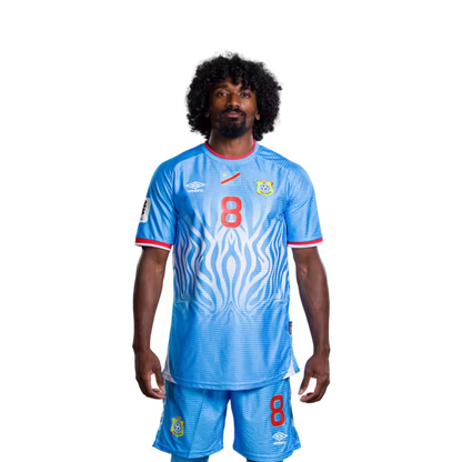 Congo DR National Football Team 2026 World Cup Jersey (Player Version/Match Version) — Midfielders: No.6 Ngalayel MUKAU, No.7 Ngalayel MUKAU, No.8 Samuel Moutoussamy / Milieu de terrain : N°6 Ngalayel MUKAU, N°7 Ngalayel MUKAU, N°8 Samuel Moutoussamy