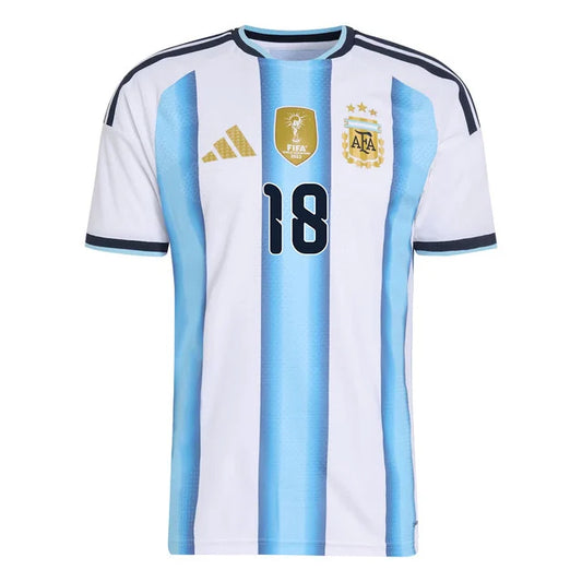2026 World Cup Nico Pazr Argentina Soccer Jersey Player Version  Match Version - No. 18 Home White & Blue and Away Black & Blue