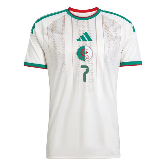 2026 World Cup Riyad Mahrez Algeria Soccer Jersey Player Version  Match Version - No. 7 Home White and Away Green