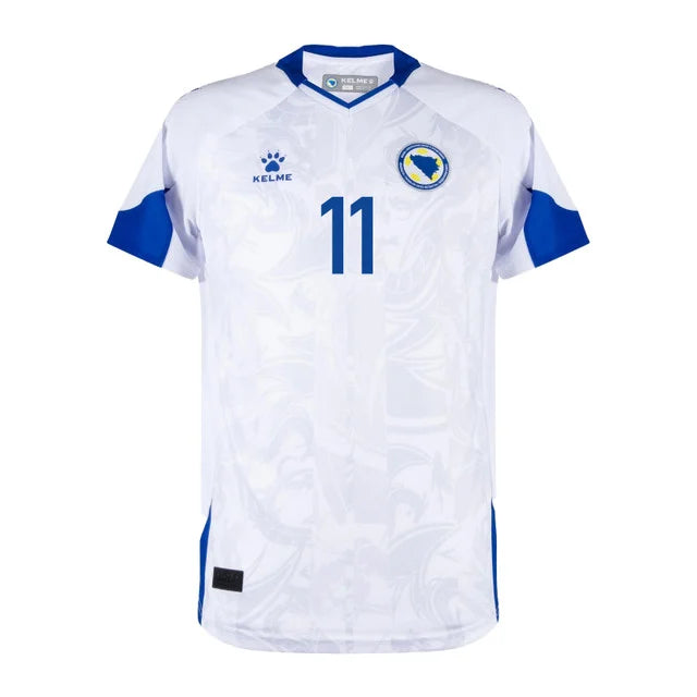 2026 World Cup Dzeko Bosnia and Herzegovina Soccer Jersey Player Version  Match Version - No.11 Home White and Away Blue