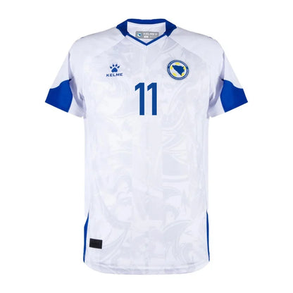 2026 World Cup Dzeko Bosnia and Herzegovina Soccer Jersey Player Version  Match Version - No.11 Home White and Away Blue