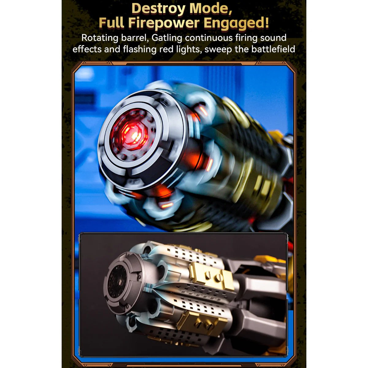 Transformers Bumblebee Wearable Hand Cannon – Kids Voice-Activated Toy with Gatling Sound Effects & LED Light, Boys Gift