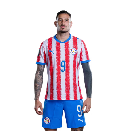 Paraguay National Football Team 2026 World Cup Jerseys (Player/Match Version) — Forwards: No. 9 Antonio Sanabria, No. 17 Alejandro Romero Gamarra, No. 18 Alex Marce / Selección Nacional de Fútbol Paraguay Jersey Mundial