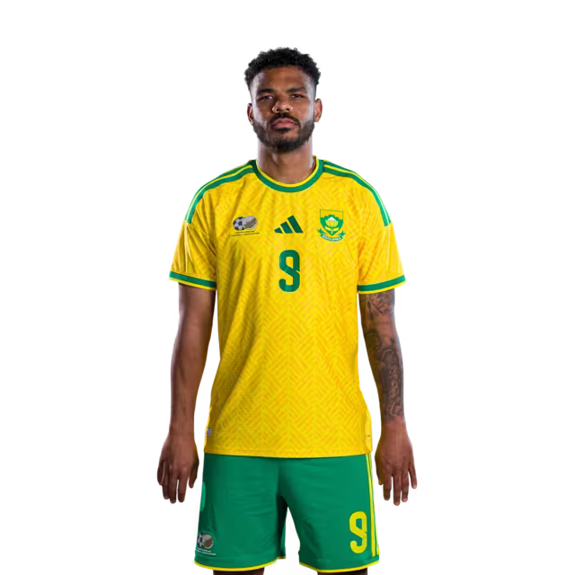 South Africa National Football Team 2026 World Cup Jersey (Player Version/Match Version) — Forwards: No.7 Oswin APPOLLIS, No.8 Tshepang MOREMI,No.9 Lyle FOSTER
