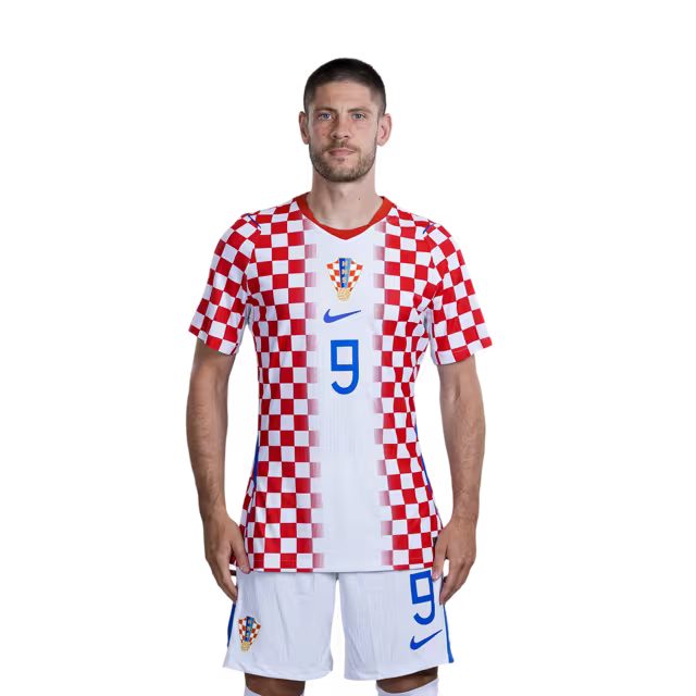 Croatia National Football Team 2026 World Cup Jersey (Player Version/Match Version) — Forwards: No. 9 Andrej Kramarić, No. 11 Ante Budimir, No. 14 Ivan Perišić / Napadači: Br. 9 Andrej KRAMARIĆ, Br. 11 Ante BUDIMIR, Br. 14 Ivan PERIŠIĆ