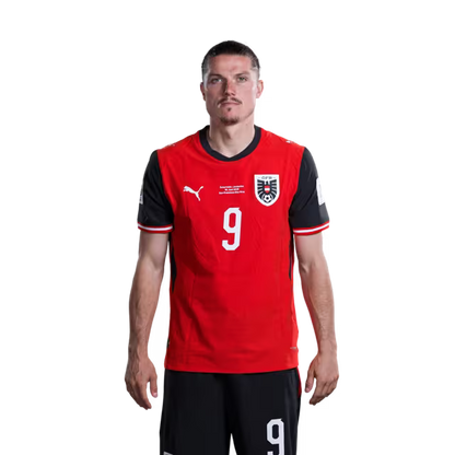 Austria National Team 2026 World Cup Jersey (Player Version/Match Issue) — Midfielders: No. 4 Xaver Schlager, No. 6 Nicolas Seiwald, No. 9 Marcel Sabitzer/Mittelfeldspieler: Nr. 4 Xaver Schlager, Nr. 6 Nicolas Seiwald, Nr. 9 Marcel Sabitzer