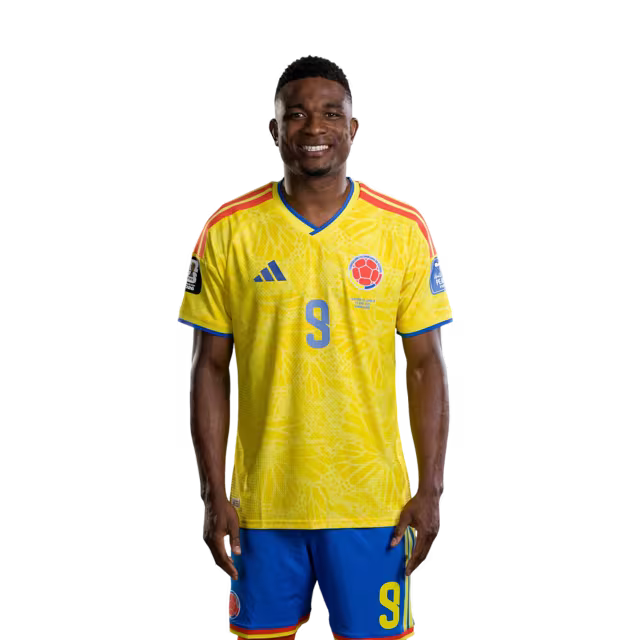 Colombia National Football Team 2026 World Cup Jersey (Player/Match Version) — Forwards: No. 7 Luis Díaz, No. 9 Jhon Córdoba, No. 19 Cucho Hernández./Delanteros: N.º 7 Luis Díaz, N.º 9 Jhon Córdoba, N.º 19 Cucho Hernández.