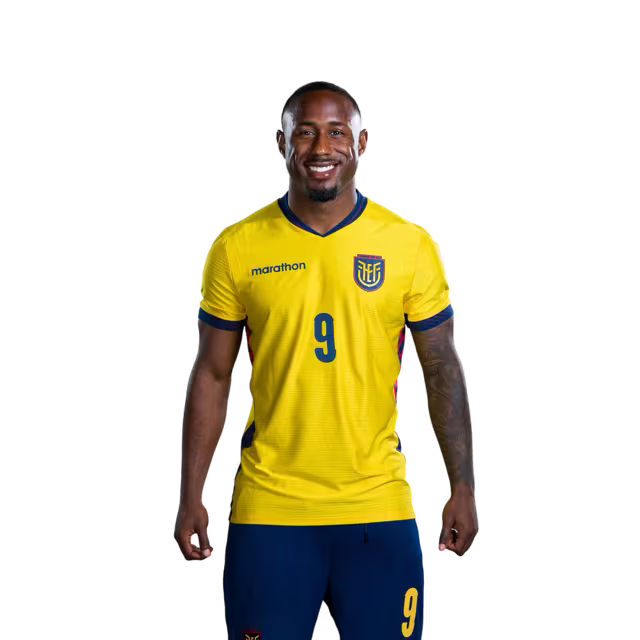 Ecuador National Football Team 2026 World Cup Jersey (Player/Match Version) — Forwards: No. 9 John Yeboah, No. 11 Kevin Rodríguez, No. 13 Enner Valencia./ Delanteros: N.° 9 John YEBOAH, N.° 11 Kevin RODRIGUEZ, N.° 13 Enner VALENCIA