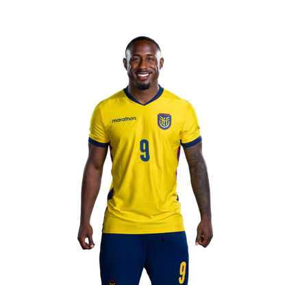 Ecuador National Football Team 2026 World Cup Jersey (Player/Match Version) — Forwards: No. 9 John Yeboah, No. 11 Kevin Rodríguez, No. 13 Enner Valencia./ Delanteros: N.° 9 John YEBOAH, N.° 11 Kevin RODRIGUEZ, N.° 13 Enner VALENCIA