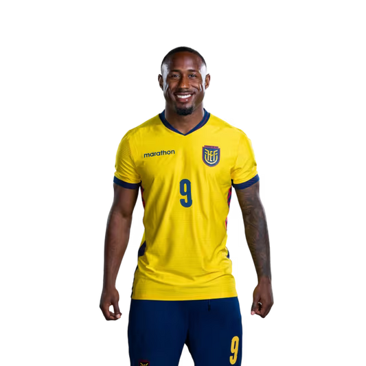 Ecuador National Football Team 2026 World Cup Jersey (Player/Match Version) — Forwards: No. 9 John Yeboah, No. 11 Kevin Rodríguez, No. 13 Enner Valencia./ Delanteros: N.° 9 John YEBOAH, N.° 11 Kevin RODRIGUEZ, N.° 13 Enner VALENCIA