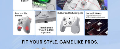 GameSir G7 Pro Controller for Xbox Series X|S, Xbox One & Windows 10/11, Plug and Play Gaming Gamepad with TMR sticks, Hall Effect & Clicky Trigger Stops - White