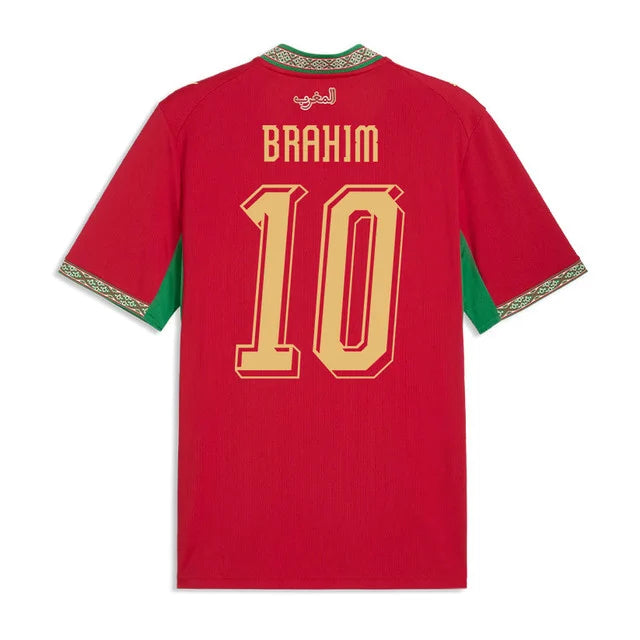 2026 World Cup Brahim Morocco Soccer Jersey Player Version  Match Version - No.10 Home Red and Away White