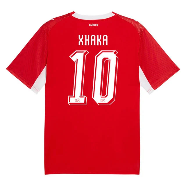 2026 World Cup Xhaka Switzerland Soccer Jersey Player Version  Match Version - No.10 Home Red and Away Green.