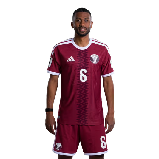 2026 World Cup Qatar Soccer Jersey Player Version  Match Version - Midfielder No.6 ABDULAZIZ HATEM, No.12 KARIM BOUDIAF, No.17 AHMED ALGANEHI