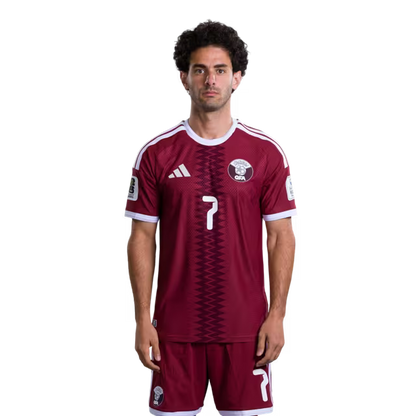 2026 World Cup Qatar Soccer Jersey Player Version  Match Version - Forward No.7 AHMED ALAAELDIN, No.8 EDMILSON JUNIOR, No.9 MOHAMMED MUNTARI