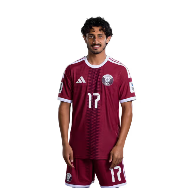 2026 World Cup Qatar Soccer Jersey Player Version  Match Version - Midfielder No.6 ABDULAZIZ HATEM, No.12 KARIM BOUDIAF, No.17 AHMED ALGANEHI