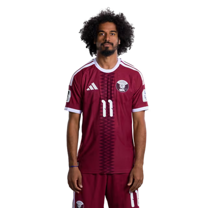 2026 World Cup Qatar Soccer Jersey Player Version  Match Version - Forward No.10 HASSAN ALHAYDOS, No.11 AKRAM AFIF, No.15 YUSUF ABDURISAG