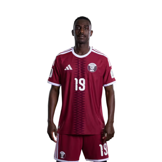2026 World Cup Qatar Soccer Jersey Player Version  Match Version - Forward No.19 ALMOEZ ALI, No.24 TAHSIN MOHAMMED, No.26 MOHAMED MANAI
