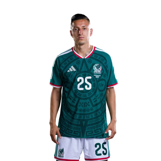 Mexico National Team 2026 World Cup Soccer Jersey (Player Version/Match Version) — Forwards: No. 22 Guillermo Martínez, No. 25 Roberto Alvarado / Delantero n.° 22 Guillermo Martínez, n.° 25 Roberto Alvarado