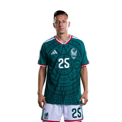 Mexico National Team 2026 World Cup Soccer Jersey (Player Version/Match Version) — Forwards: No. 22 Guillermo Martínez, No. 25 Roberto Alvarado / Delantero n.° 22 Guillermo Martínez, n.° 25 Roberto Alvarado