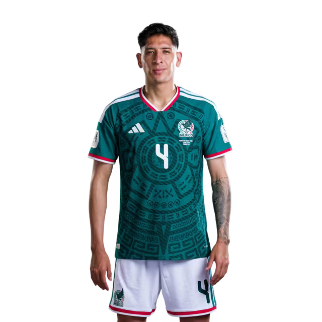 Mexico National Team 2026 World Cup Soccer Jersey (Player Version/Match Version)– Defenders: No. 2 Jorge Sánchez, No. 3 César Montes, No. 4 Edson Álvarez / Defensa n.° 2 Jorge SÁNCHEZ, n.° 3 César MONTES, n.° 4 Edson ÁLVAREZ