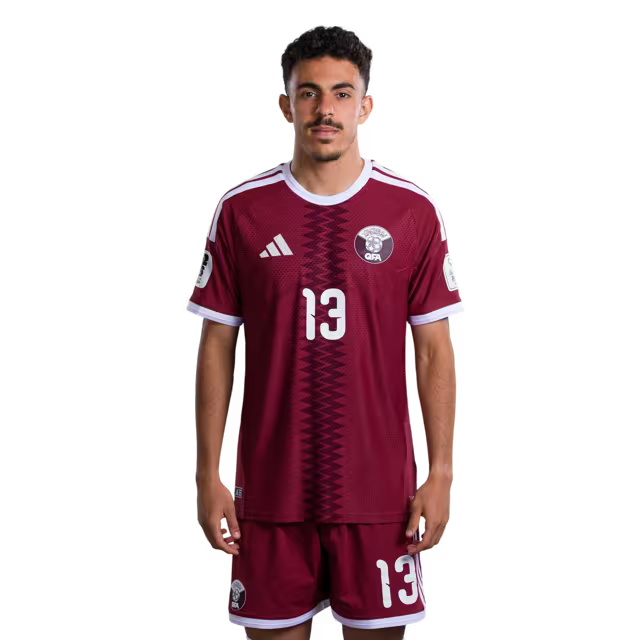 2026 World Cup Qatar Soccer Jersey Player Version  Match Version - Defender No.5 JASSEM GABER, No.13 AYOUB ALOUI, No.14 HOMAM AHMED