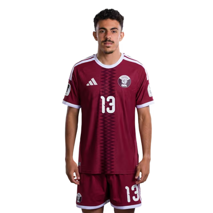 2026 World Cup Qatar Soccer Jersey Player Version  Match Version - Defender No.5 JASSEM GABER, No.13 AYOUB ALOUI, No.14 HOMAM AHMED