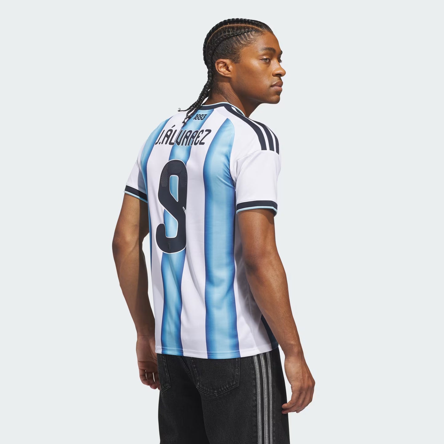 2026 World Cup J. Alvarez Argentina  Soccer Jersey Player Version  Match Version - No. 9 Home White & Blue and Away Black & Blue